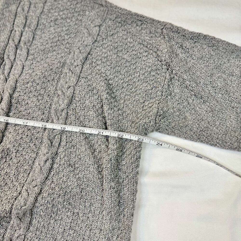 Hollister Gray Cable Knit Cardigan Women’s Medium Chunky Cotton Cozy Coastal - Picture 15 of 15